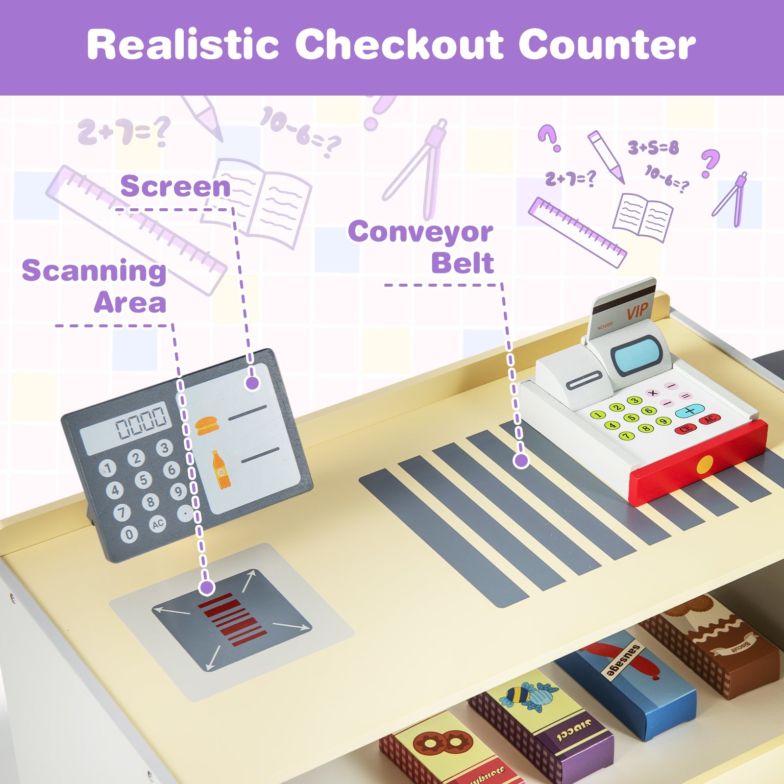 Kids Grocery Store Playset With Cash Register, Gray Play Kitchen Sets at Gallery Canada