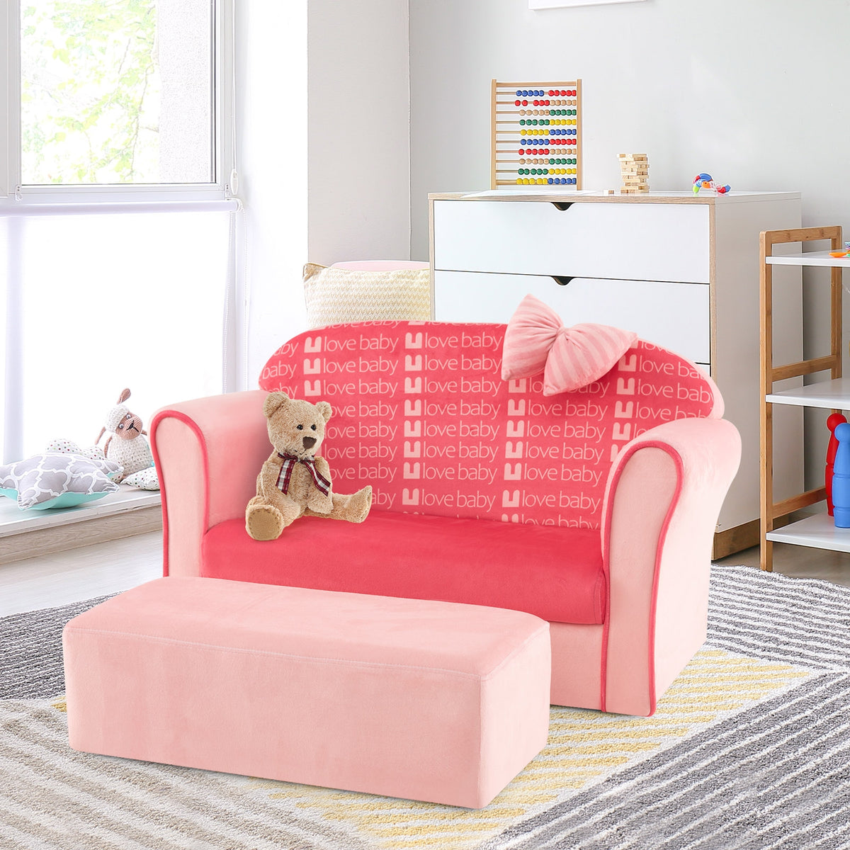 Kids Sofa Chair With Ottoman, Pink Kids Chairs & Seating at Gallery Canada