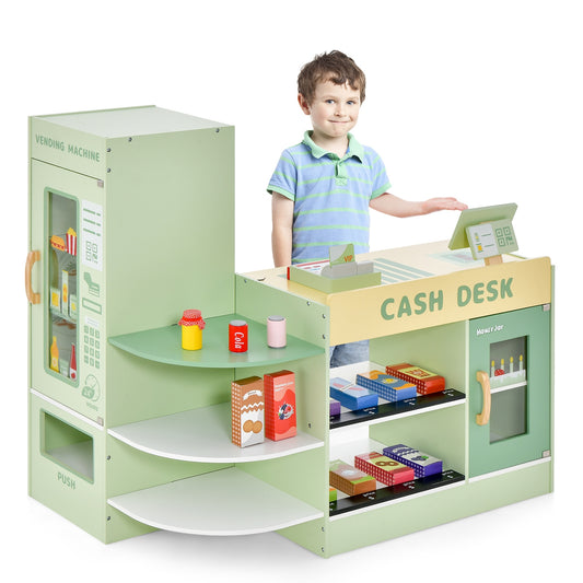 Kids Wooden Supermarket Play Set, Checkout Counter, Green Pretend Toys Green at Gallery Canada