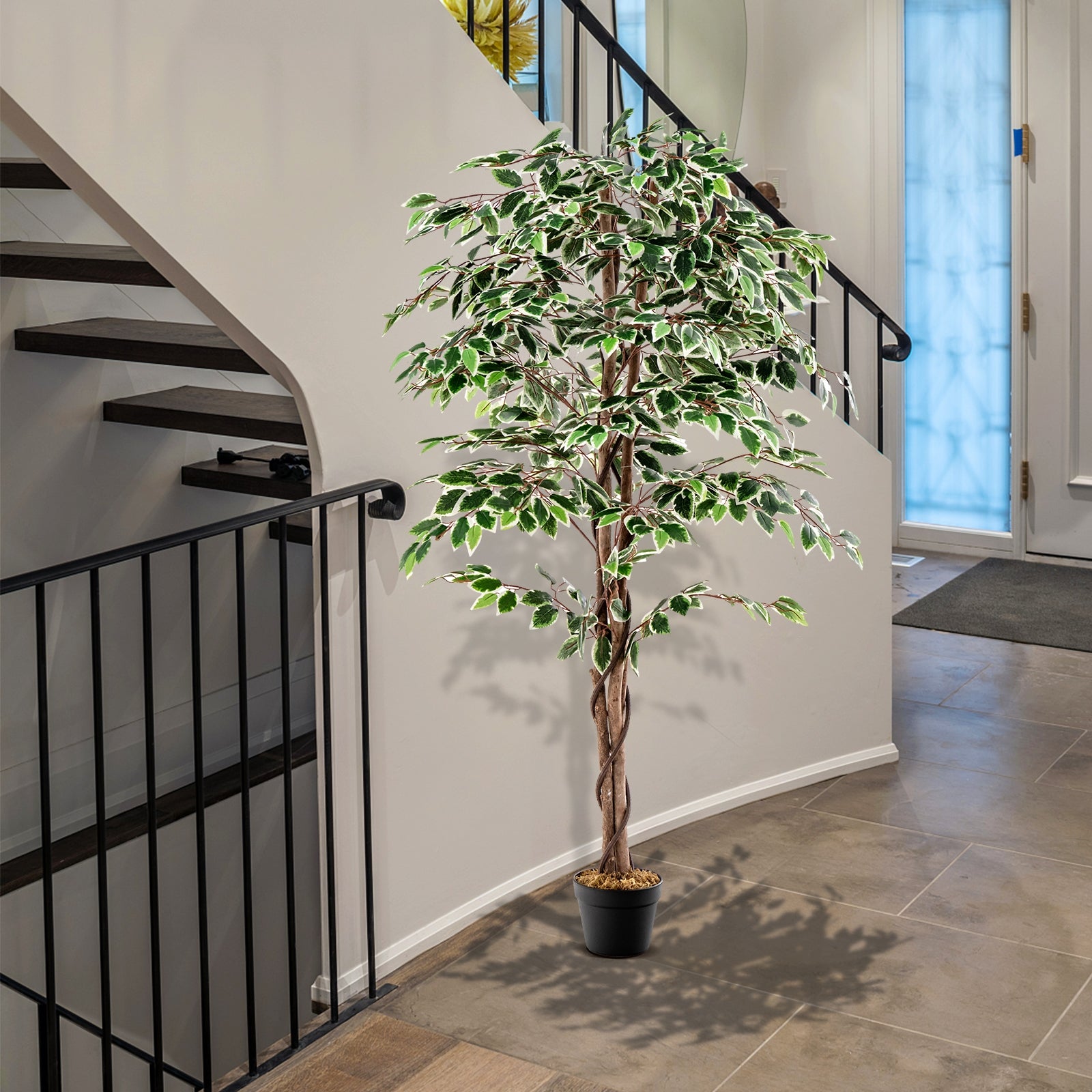 Artificial Ficus Tree, Tall Indoor Plant, 1008 Leaves, Green Faux Plants at Gallery Canada