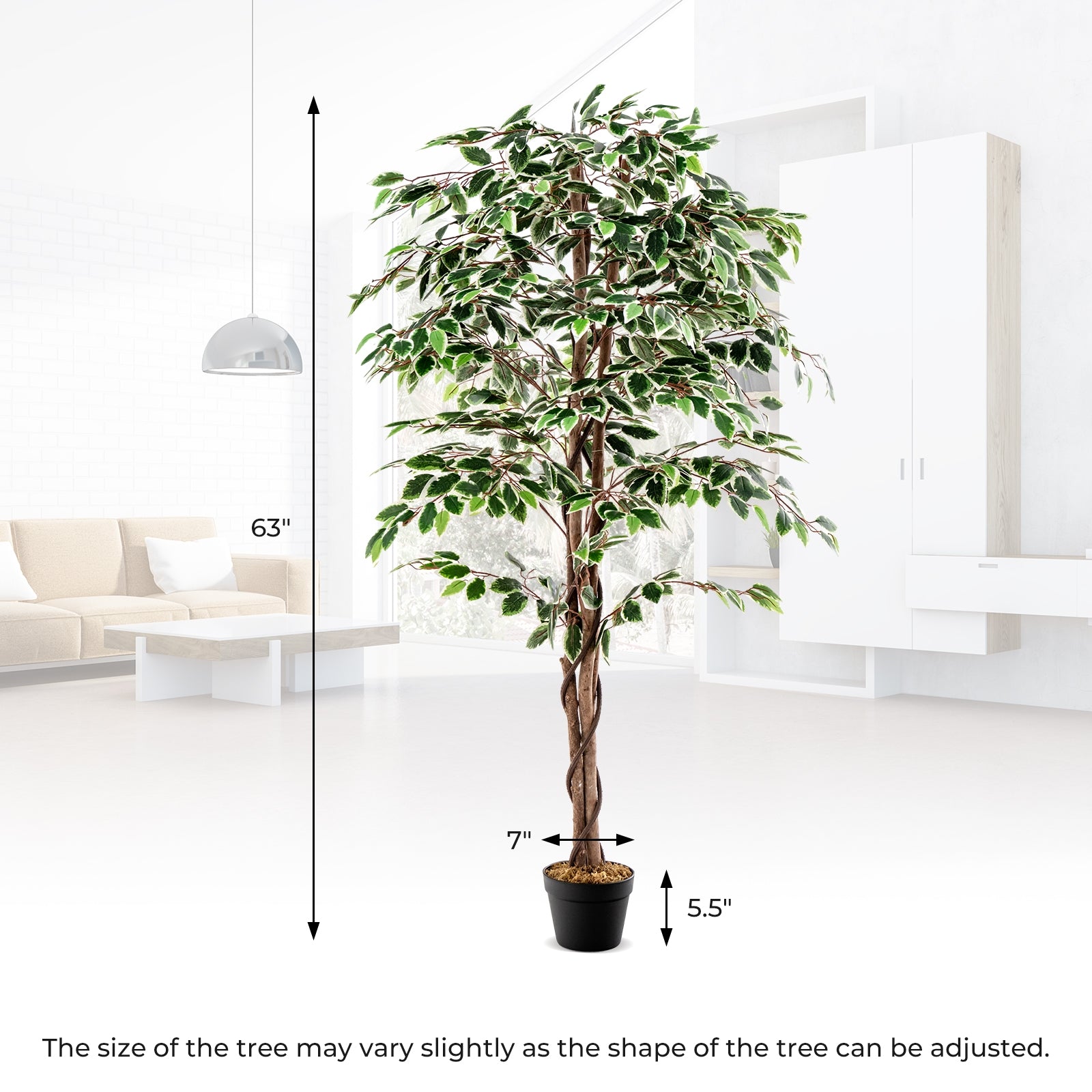 Artificial Ficus Tree, Tall Indoor Plant, 1008 Leaves, Green Faux Plants at Gallery Canada