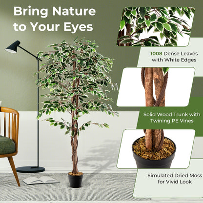 Artificial Ficus Tree, Tall Indoor Plant, 1008 Leaves, Green Faux Plants at Gallery Canada