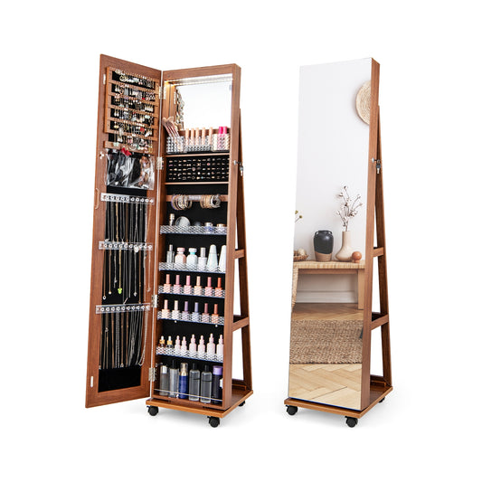 64 Inches Lockable Jewelry Cabinet Armoire, Brown Jewelry Armoires Brown at Gallery Canada