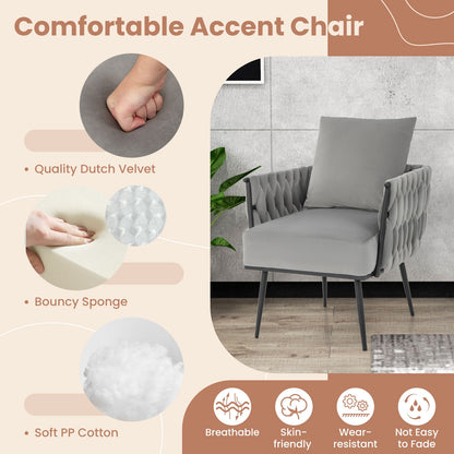Modern Dutch Velvet Accent Chair, Ottoman Set, Gray Accent Chairs at Gallery Canada