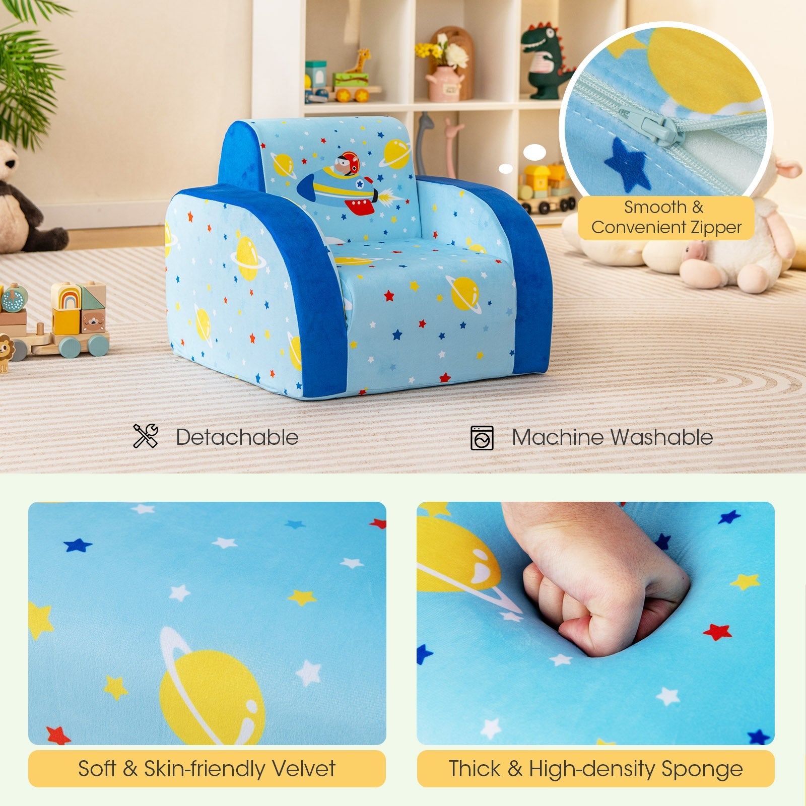 Convertible Kids Sofa, Flip Open, Blue Kids Chairs & Seating at Gallery Canada