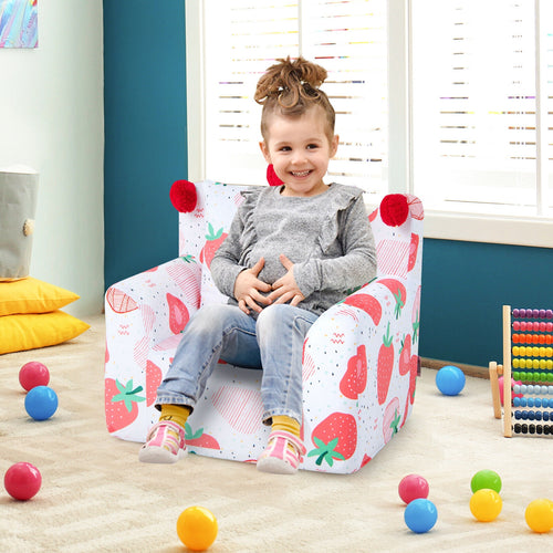 Kids Sofa With Armrest And Pillow, Pink