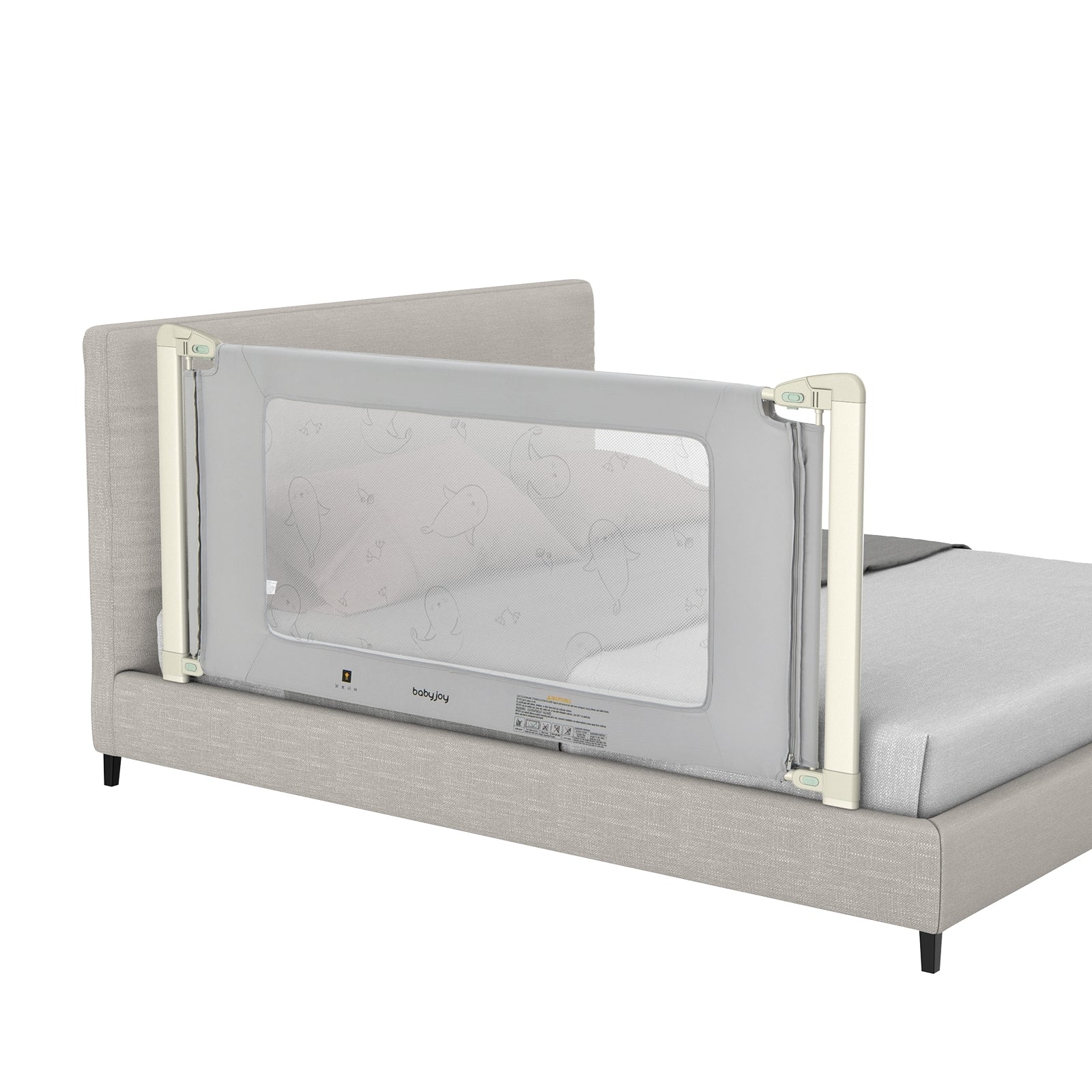 Toddler Bed Rail Guard, Adjustable Height, Safety Lock, 70 Inch, Gray Bed Rails Gray at Gallery Canada