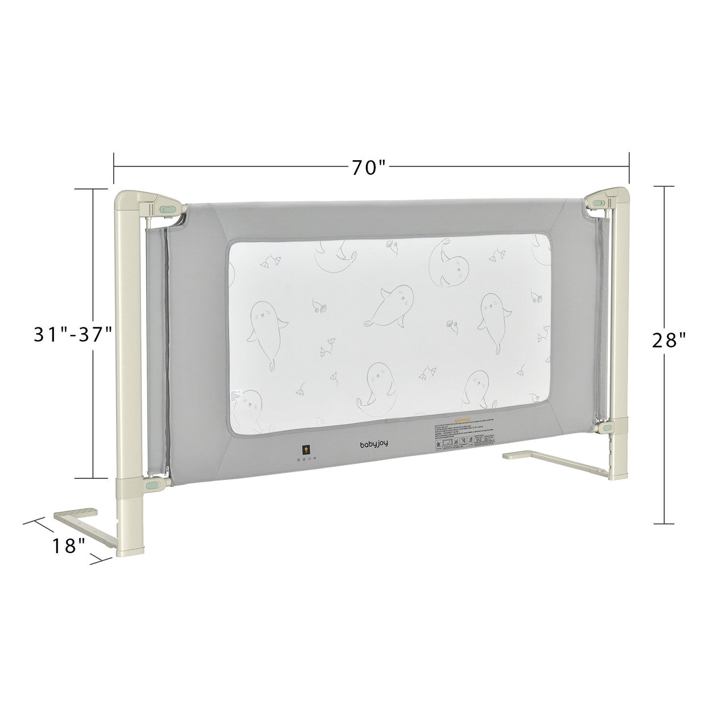 Toddler Bed Rail Guard, Adjustable Height, Safety Lock, 70 Inch, Gray Bed Rails at Gallery Canada