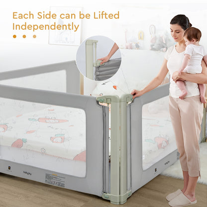 Toddler Bed Rail Guard, Adjustable Height, Safety Lock, 70 Inch, Gray Bed Rails at Gallery Canada