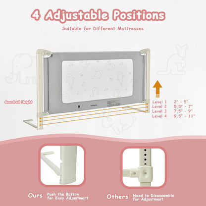 Toddler Bed Rail Guard, Adjustable Height, Safety Lock, 70 Inch, Gray Bed Rails at Gallery Canada
