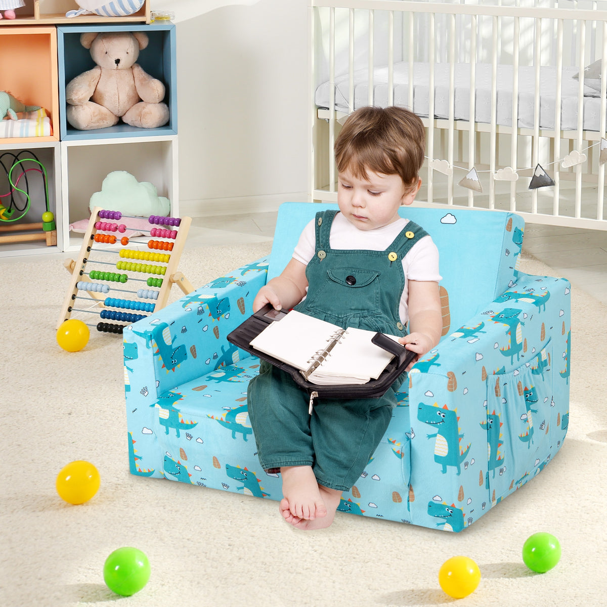 Kids Recliner Sofa Converts To Sleeper Bed, Blue Kids Chairs & Seating at Gallery Canada