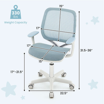 Swivel Mesh Children Computer Chair, Adjustable Height, Blue Kids Chairs & Seating at Gallery Canada