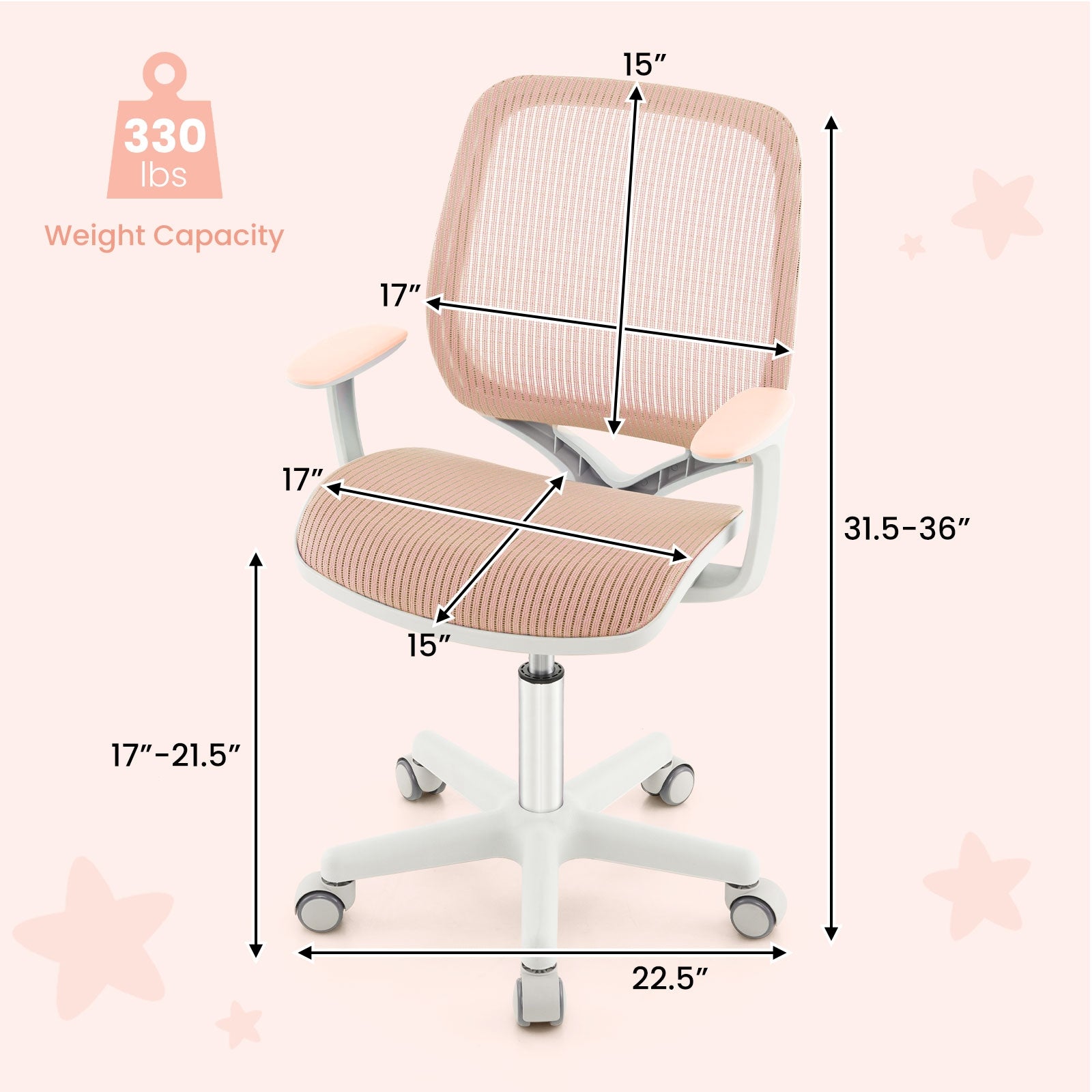 Swivel Mesh Children Computer Chair, Adjustable Height, Pink Kids Chairs & Seating at Gallery Canada