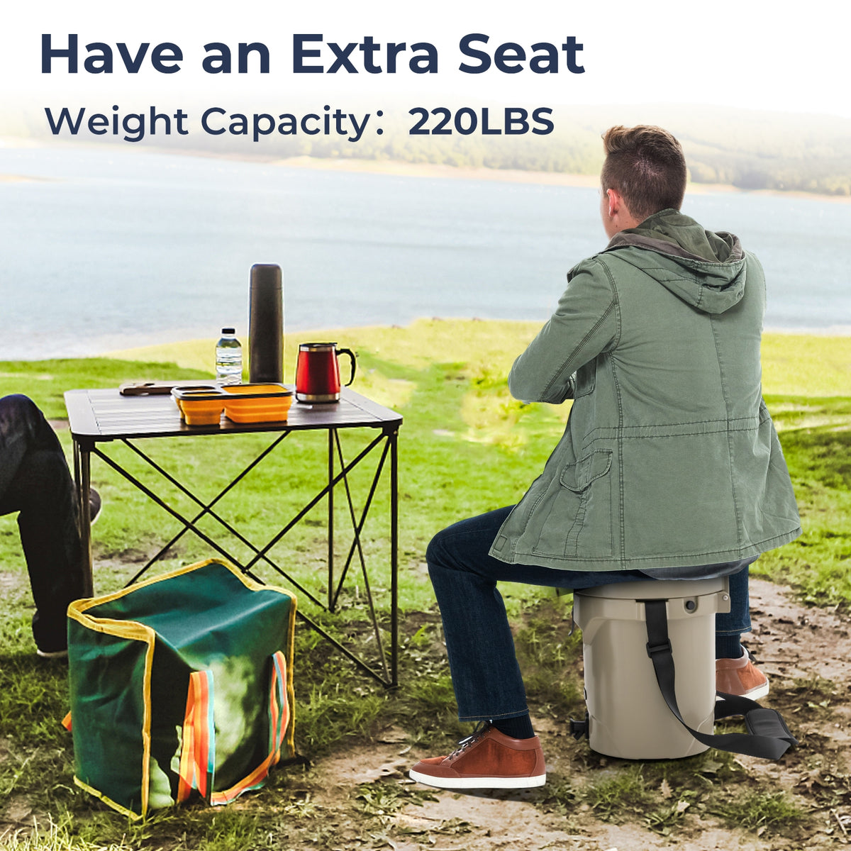 10 QT Insulated Drink Cooler With Spigot, Flat Seat Lid, Adjustable Strap, Beige Coolers at Gallery Canada