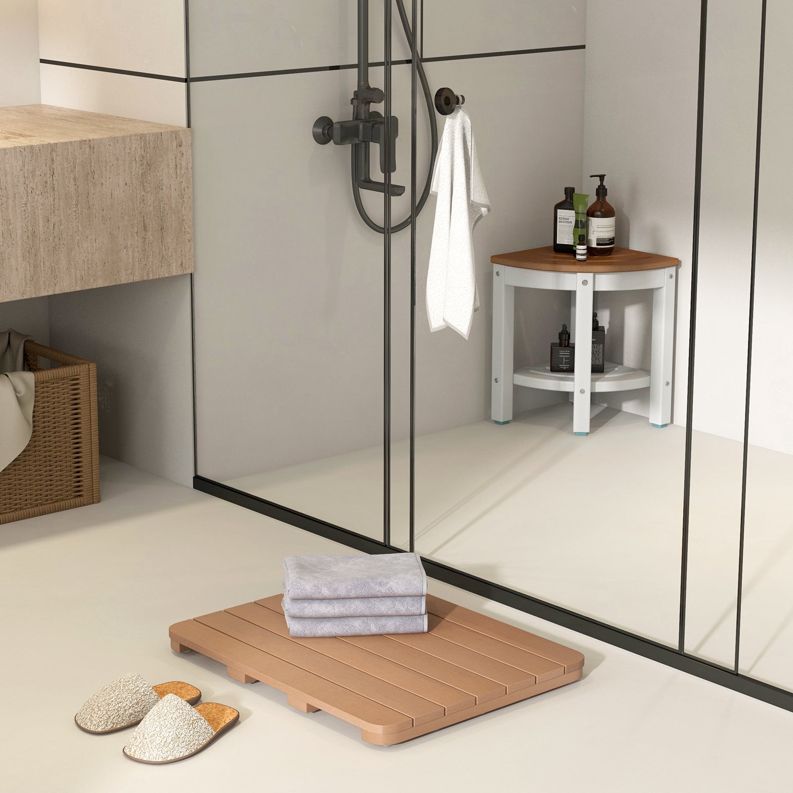 Waterproof HIPS Bath Spa Shower Mat, Non Slip Foot Pads, Brown Bath Safety at Gallery Canada