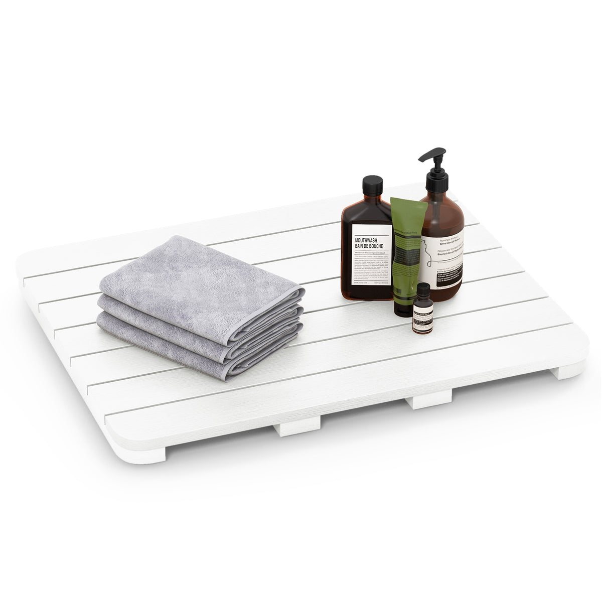 Waterproof HIPS Bath Spa Shower Mat, Non Slip Foot Pads, White Bath Safety at Gallery Canada