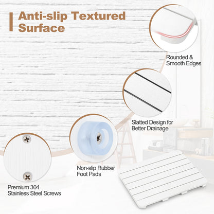 Waterproof HIPS Bath Spa Shower Mat, Non Slip Foot Pads, White Bath Safety at Gallery Canada