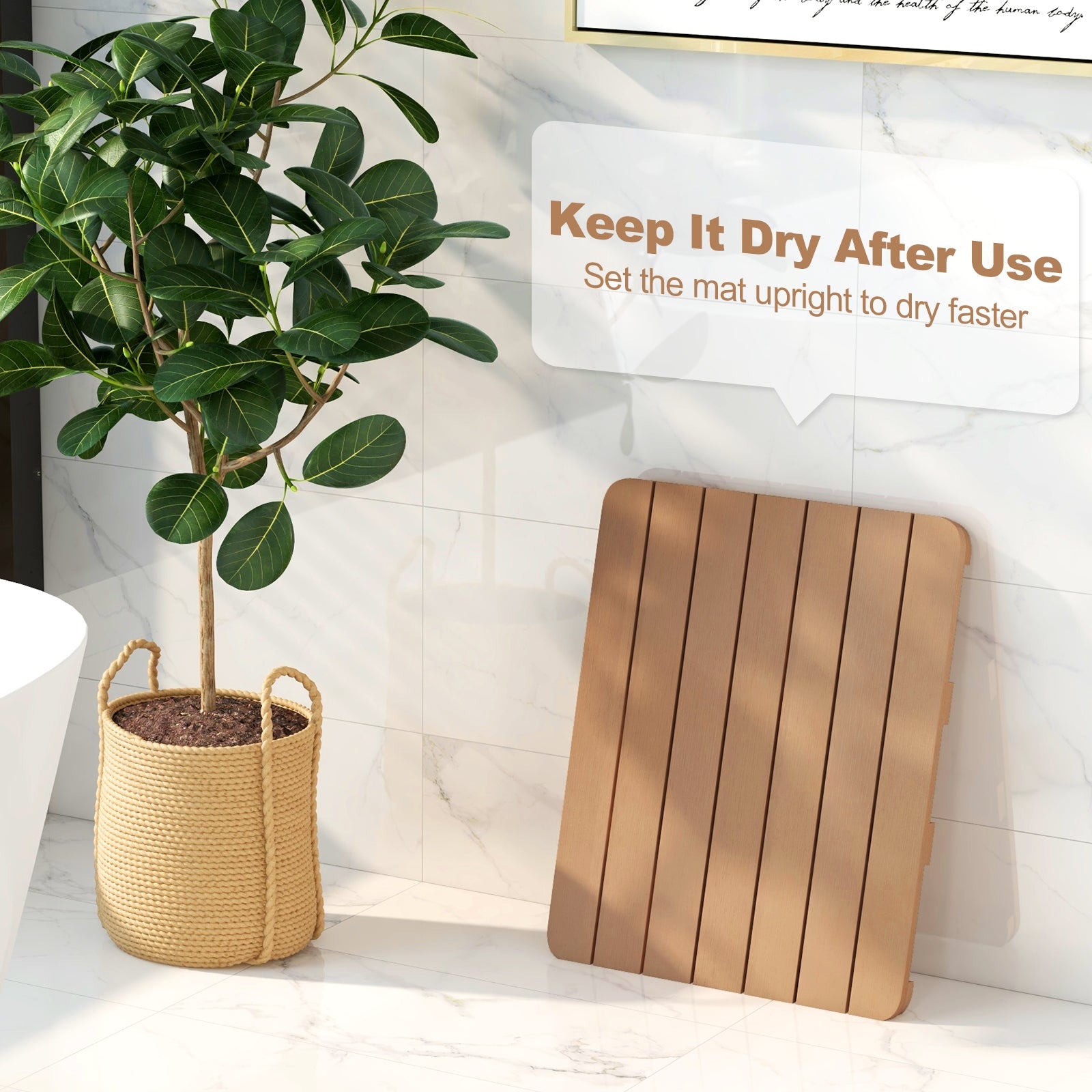 Waterproof HIPS Bath Spa Shower Mat, Non Slip Foot Pads, Brown Bath Safety at Gallery Canada