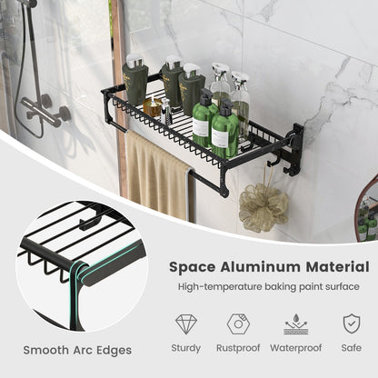Wall Mounted Towel Shelf, Adjustable Bar, Movable Hooks, No Assembly Towel Racks at Gallery Canada