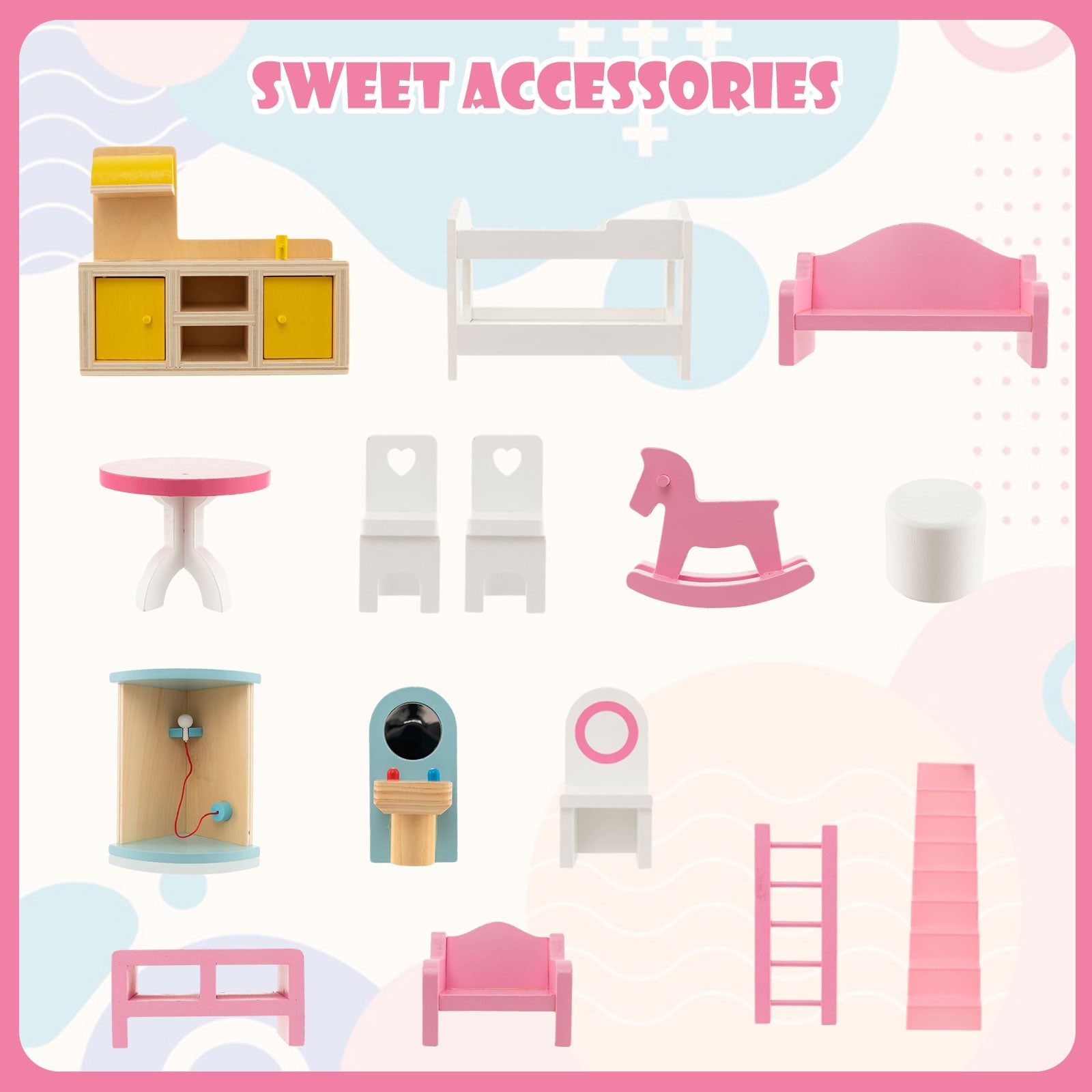 Doll House Playset, 3 Stories, 6 Rooms, 15 Furniture Pieces, Pink Play Tents & Playhouse at Gallery Canada