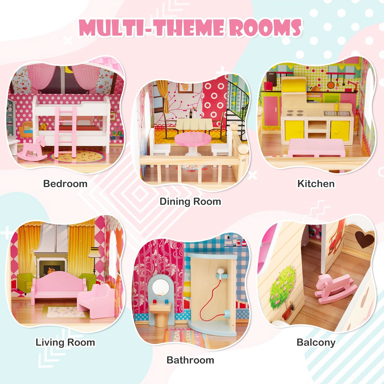 Doll House Playset, 3 Stories, 6 Rooms, 15 Furniture Pieces, Pink Play Tents & Playhouse at Gallery Canada