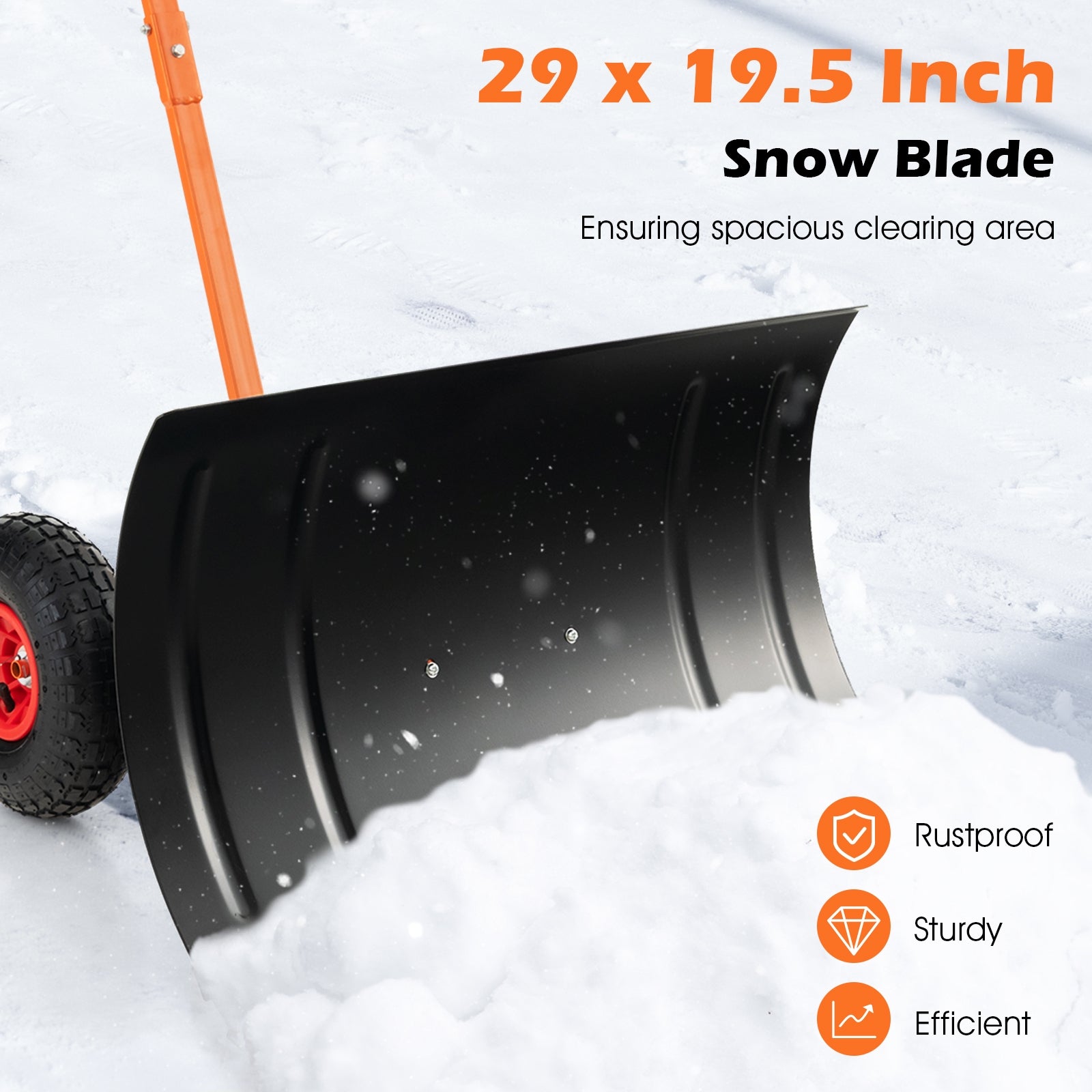 29 Inch Snow Pusher, For Driveway, Orange Snow Removal at Gallery Canada