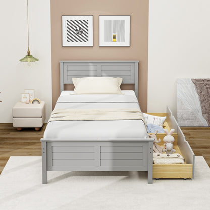 Twin Size Bed Frame With Storage Drawers, Gray Trundle Bed Frame at Gallery Canada
