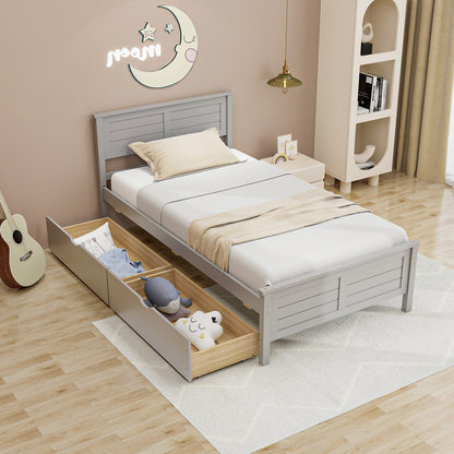 Twin Size Bed Frame With Storage Drawers, Gray Trundle Bed Frame at Gallery Canada