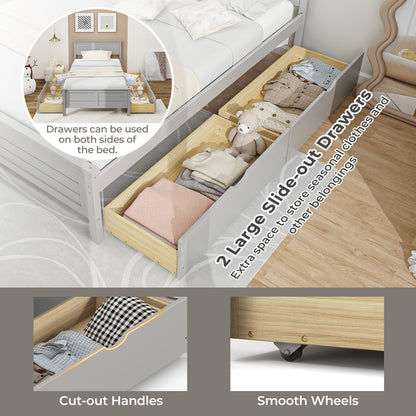 Twin Size Bed Frame With Storage Drawers, Gray Trundle Bed Frame at Gallery Canada