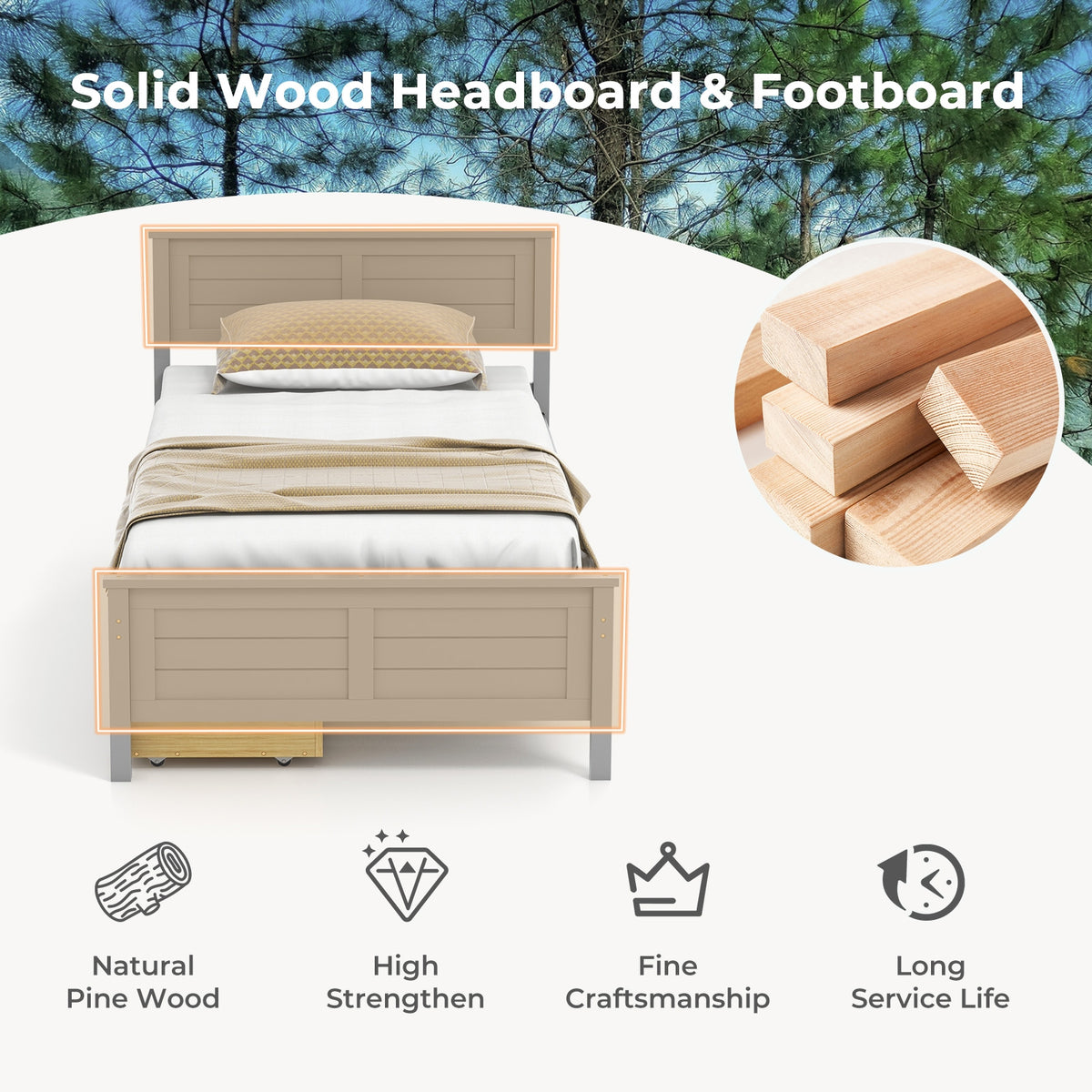 Twin Size Bed Frame With Storage Drawers, Gray Trundle Bed Frame at Gallery Canada