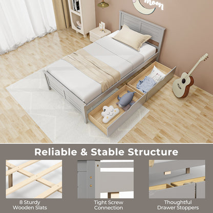 Twin Size Bed Frame With Storage Drawers, Gray Trundle Bed Frame at Gallery Canada