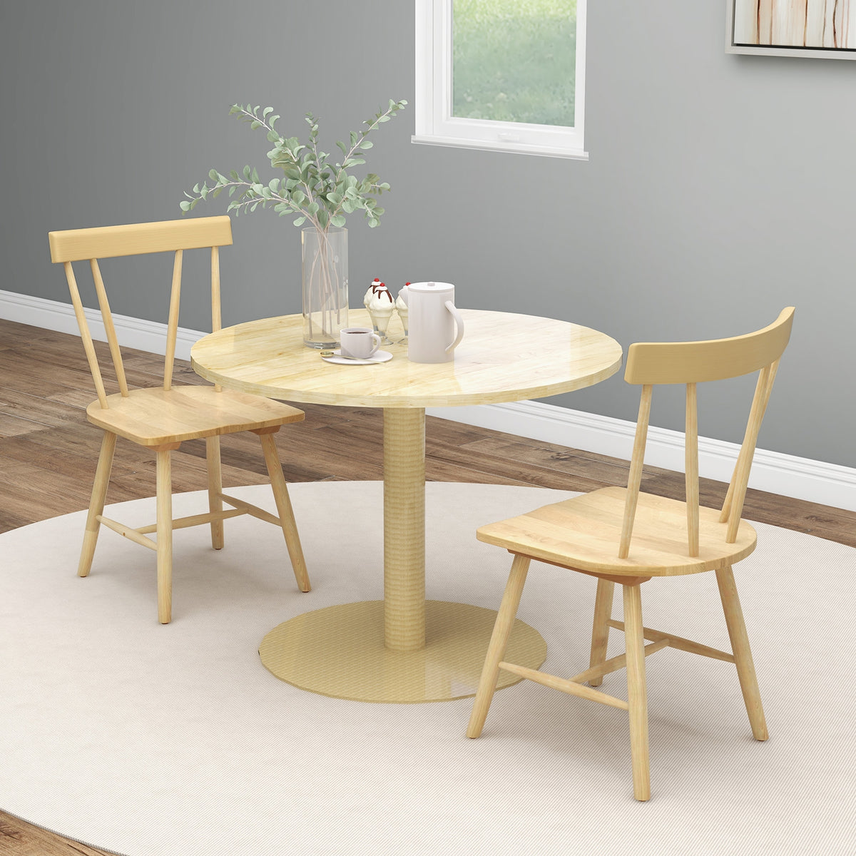 Windsor Style Armless Chairs, Solid Rubber Wood Frame, Natural Chairs at Gallery Canada