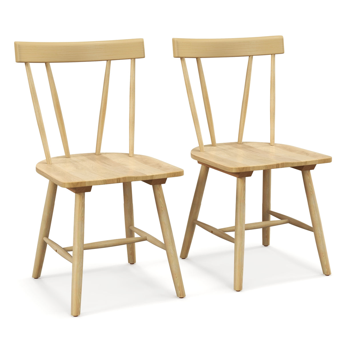 Windsor Style Armless Chairs, Solid Rubber Wood Frame, Natural Chairs Natural at Gallery Canada