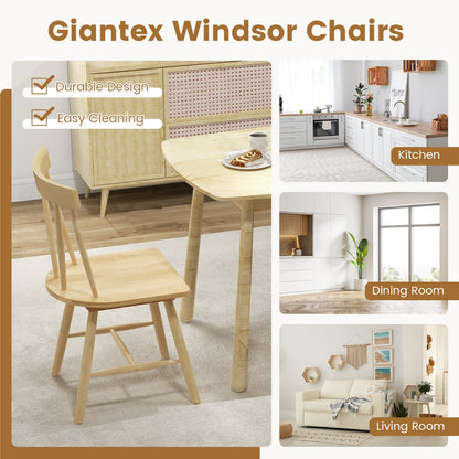 Windsor Style Armless Chairs, Solid Rubber Wood Frame, Natural Chairs at Gallery Canada