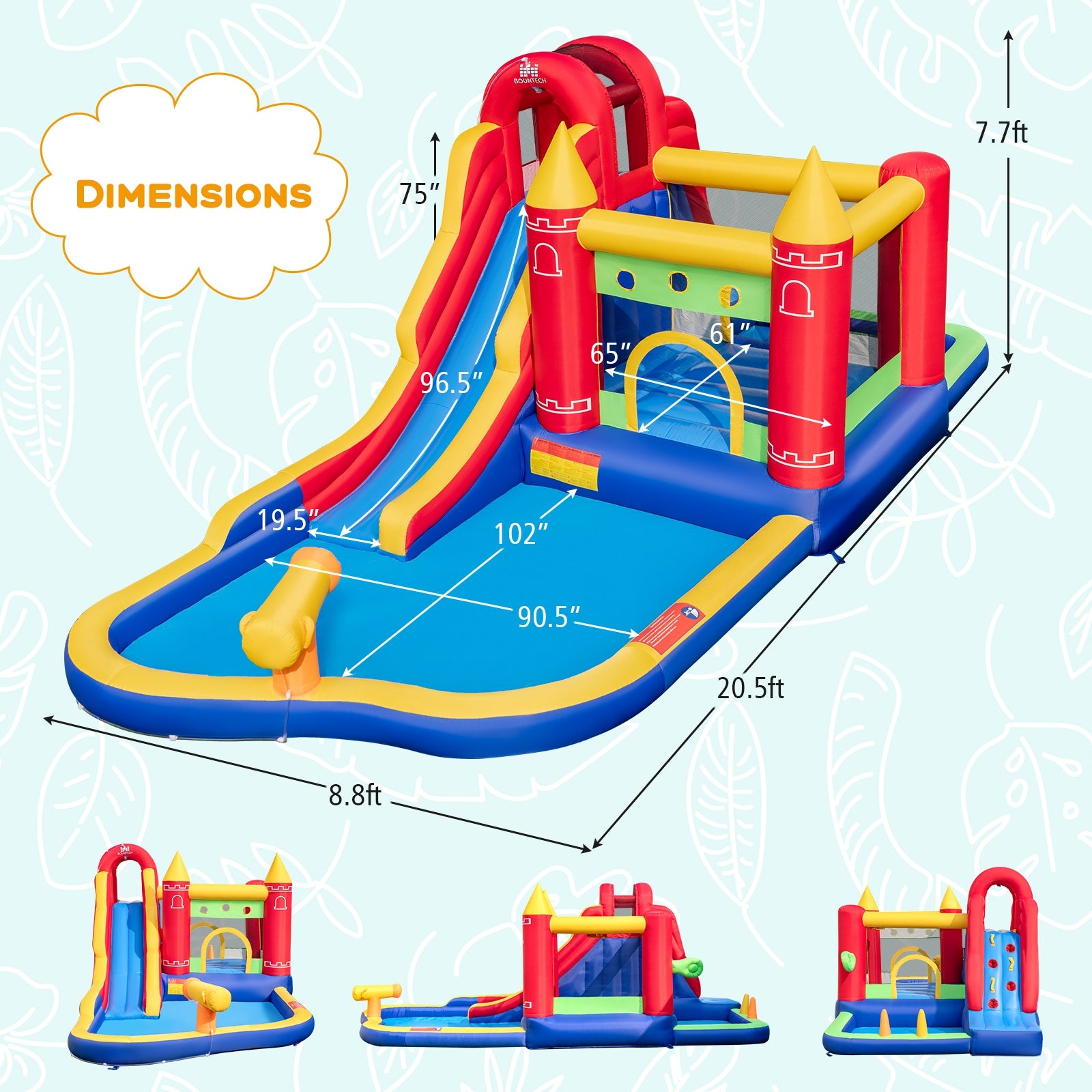 9-in-1 Inflatable Bounce Castle with Water Slide, Splash Pool, Multicolor Bounce House at Gallery Canada