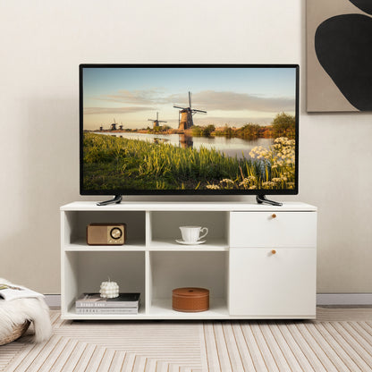 Storage Cabinet TV Console, 2 Drawers 4 Cubes, White Entertainment Centers & TV Stands at Gallery Canada