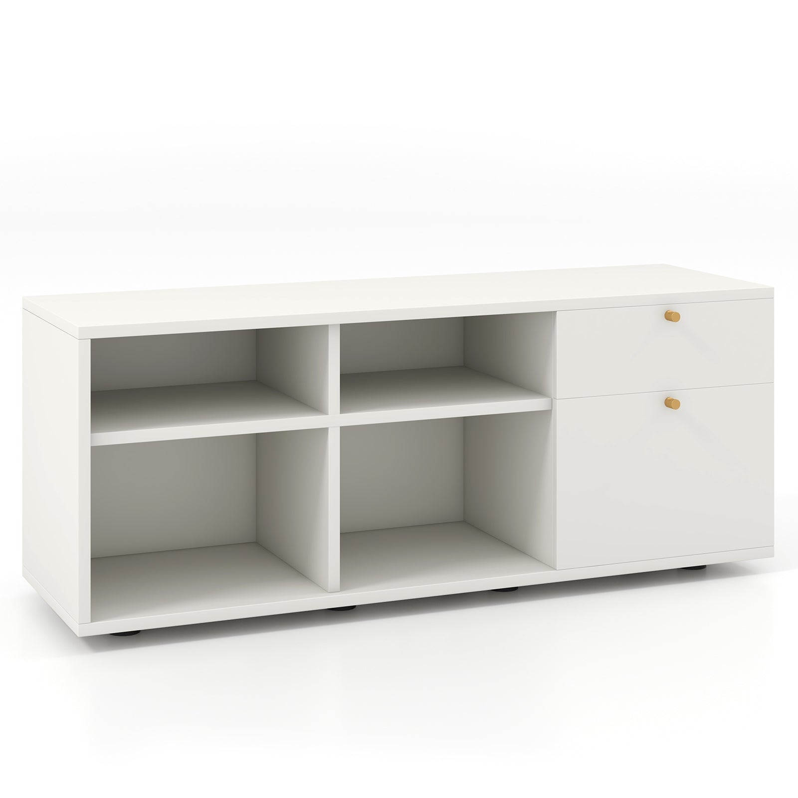 Storage Cabinet TV Console, 2 Drawers 4 Cubes, White Entertainment Centers & TV Stands White at Gallery Canada