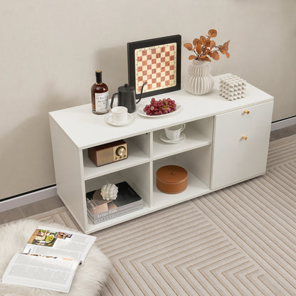 Storage Cabinet TV Console, 2 Drawers 4 Cubes, White Entertainment Centers & TV Stands at Gallery Canada