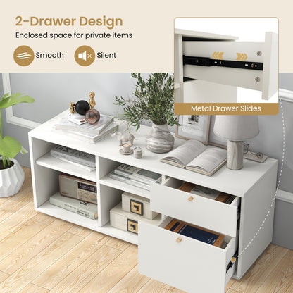 Storage Cabinet TV Console, 2 Drawers 4 Cubes, White Entertainment Centers & TV Stands at Gallery Canada