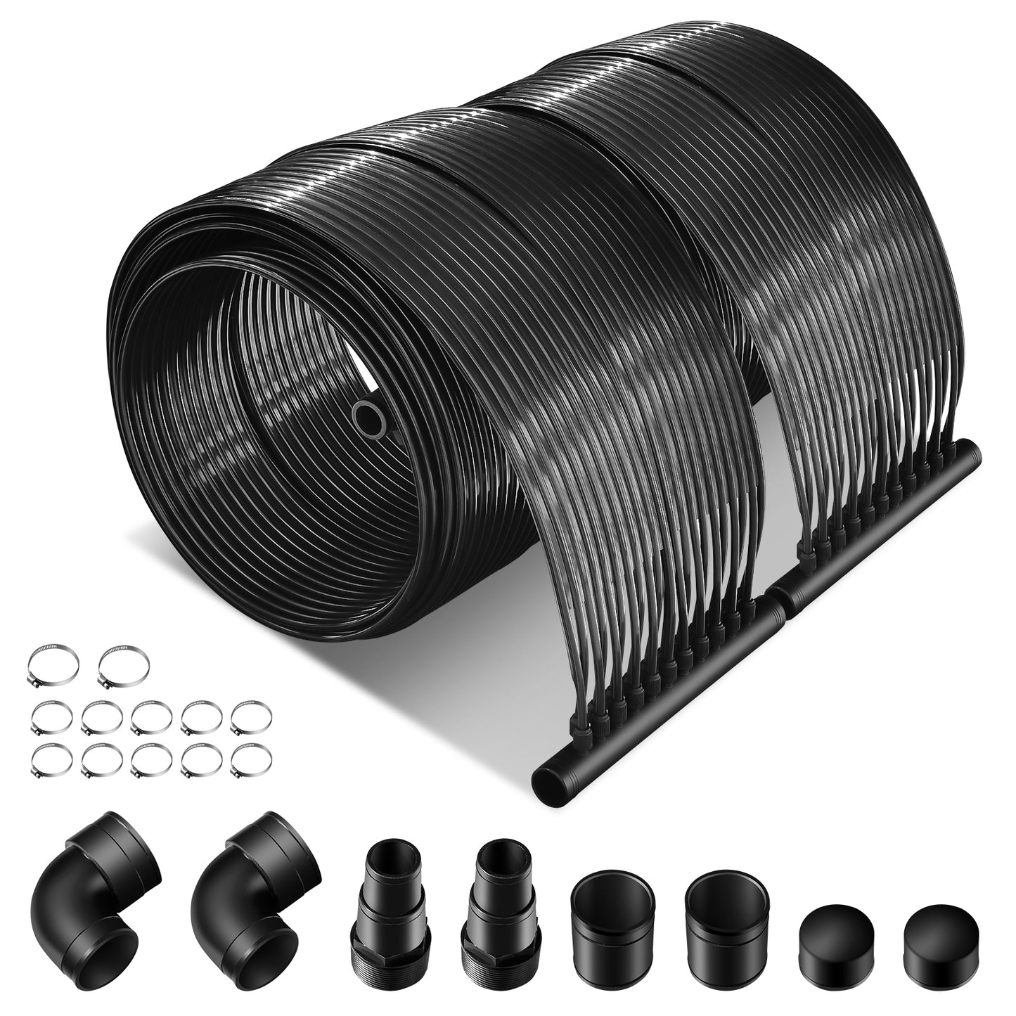 2 Pieces 16.4 Feet Weatherproof Solar Pool Heating System, Black Swimming Pools at Gallery Canada