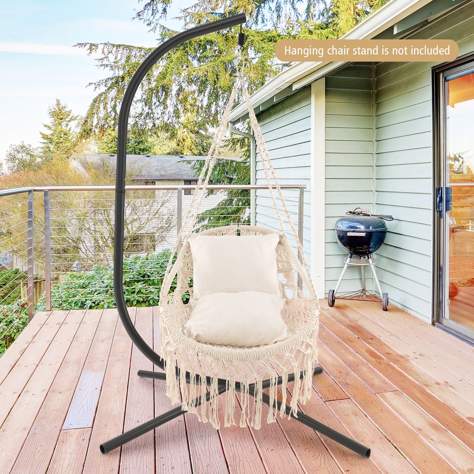 Hanging Hammock Chair With Soft Seat Cushions, Beige Porch Swings at Gallery Canada