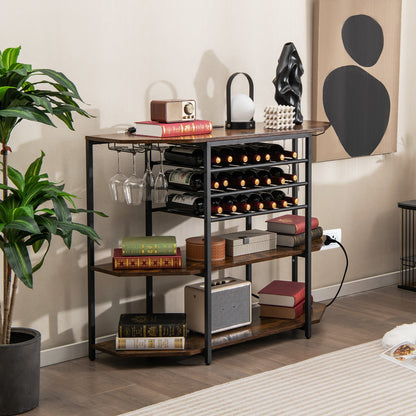 3-Tier Wine Bar Cabinet With Storage Shelves, Brown Wine Racks at Gallery Canada