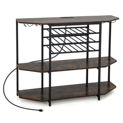 3-Tier Wine Bar Cabinet With Storage Shelves, Brown Wine Racks Brown at Gallery Canada