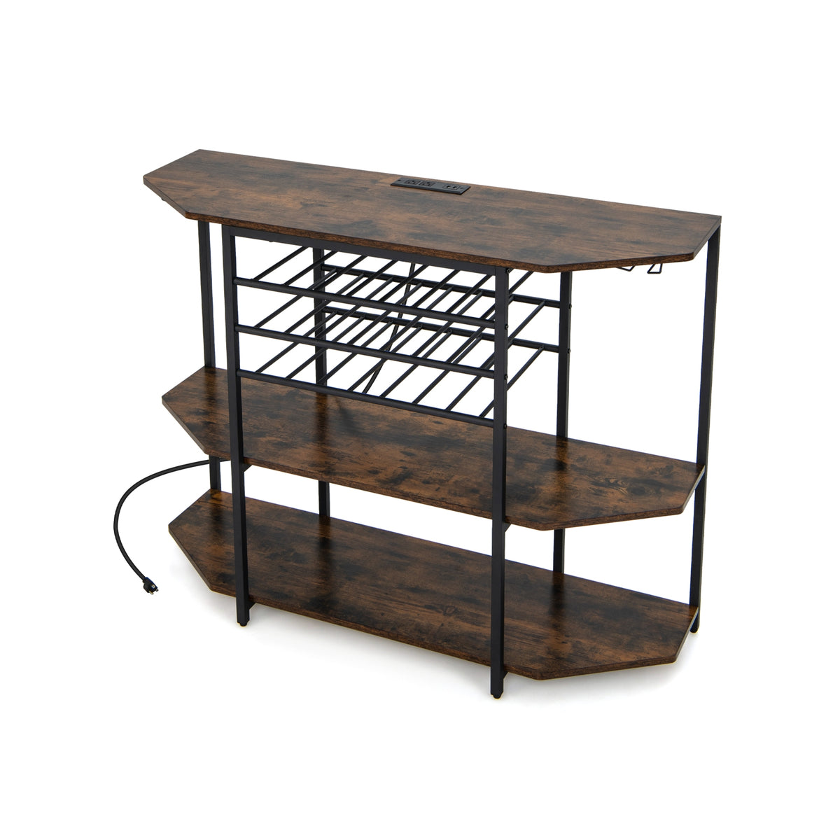 3-Tier Wine Bar Cabinet With Storage Shelves, Brown Wine Racks at Gallery Canada