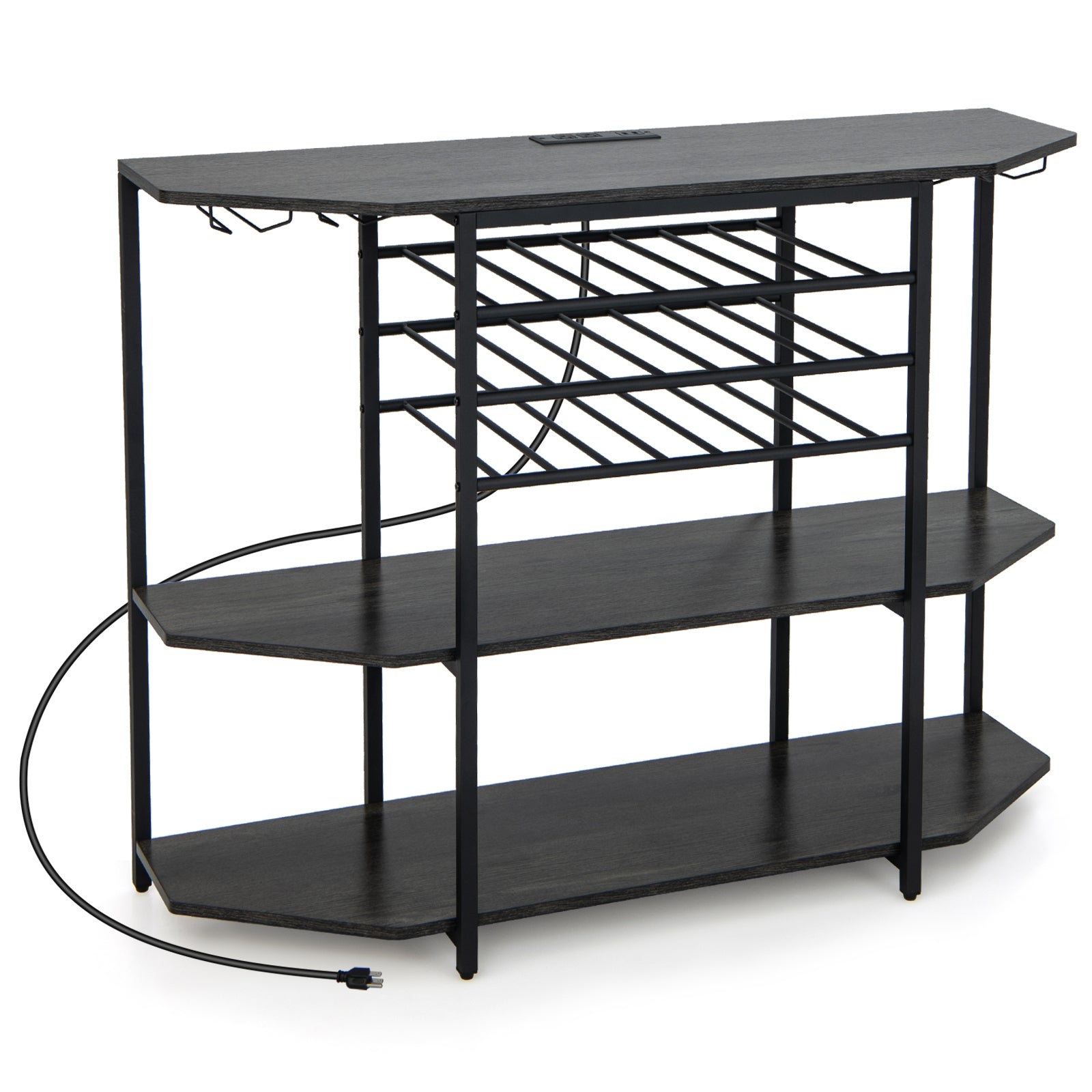 3-Tier Wine Bar Cabinet, With Storage Shelves, Gray Wine Racks Gray at Gallery Canada