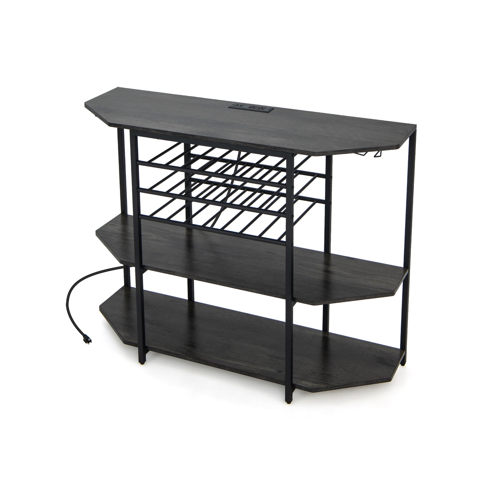 3-Tier Wine Bar Cabinet, With Storage Shelves, Gray Wine Racks at Gallery Canada