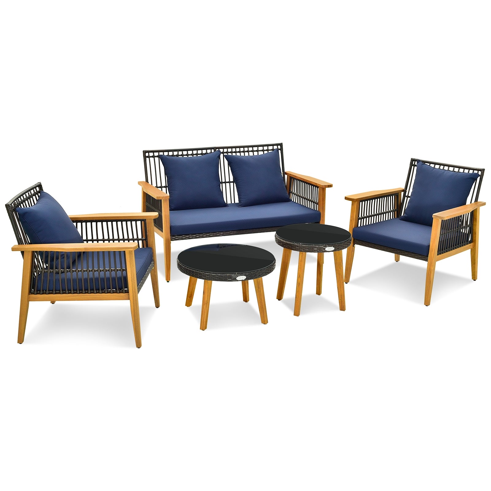 5 Piece Outdoor Conversation Set, 2 Coffee Tables, Navy Patio Conversation Sets at Gallery Canada