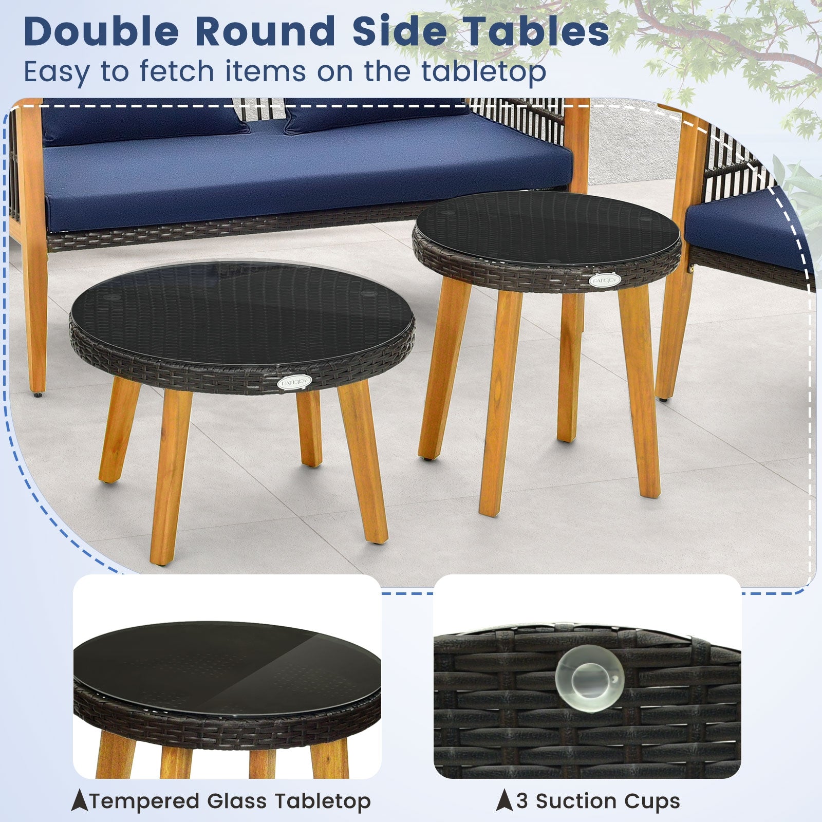 5 Piece Outdoor Conversation Set, 2 Coffee Tables, Navy Patio Conversation Sets at Gallery Canada