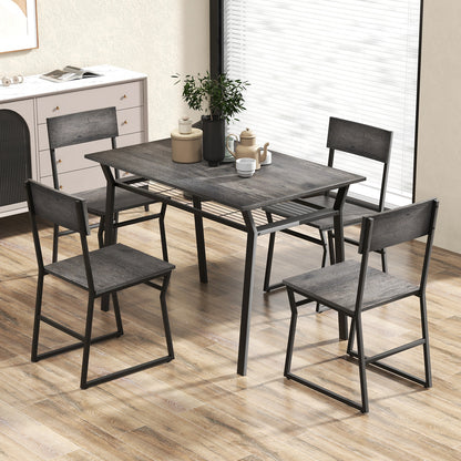 5 Piece Dining Table Set, Storage Rack, Metal Frame, Gray Dining Room Sets at Gallery Canada