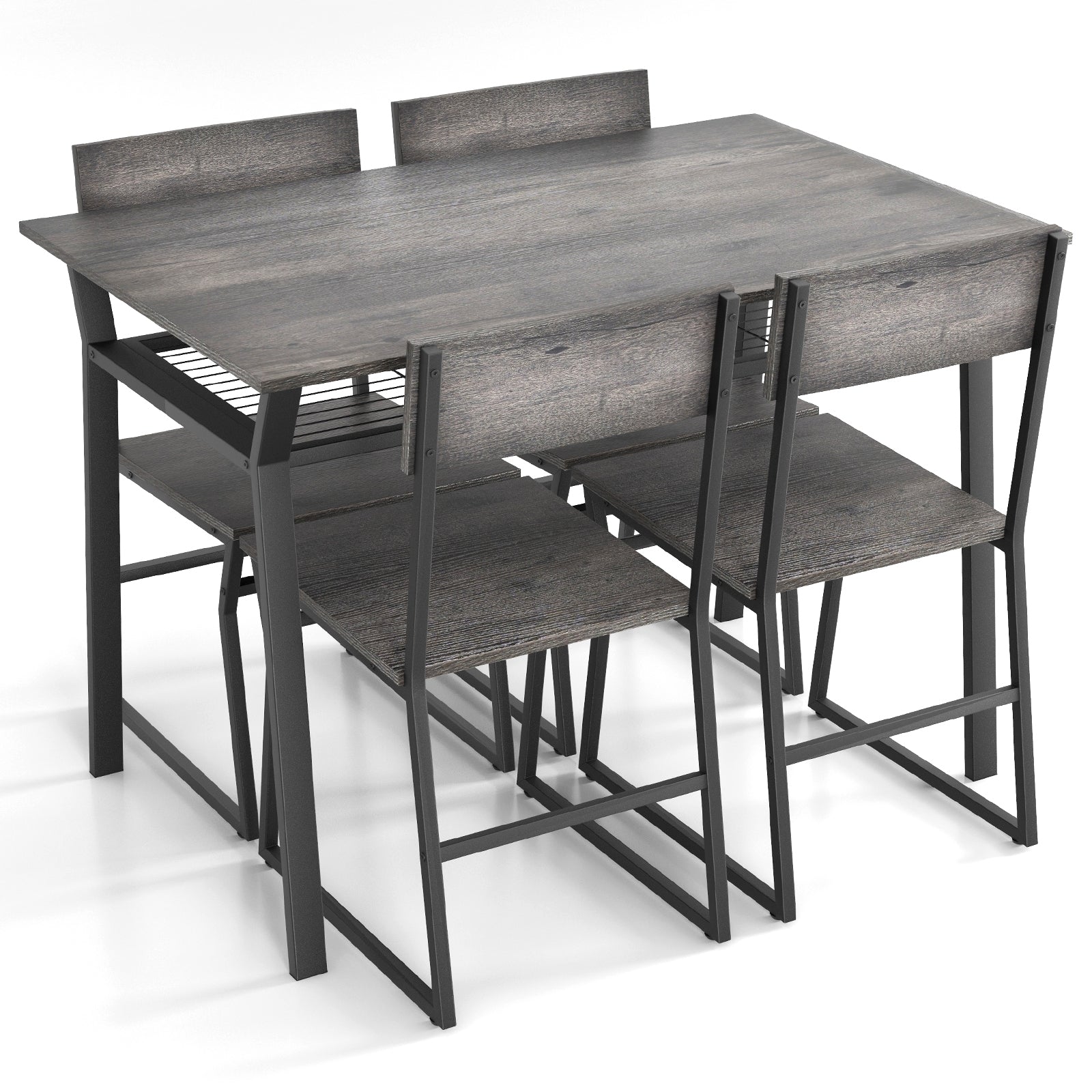 5 Piece Dining Table Set, Storage Rack, Metal Frame, Gray Dining Room Sets at Gallery Canada